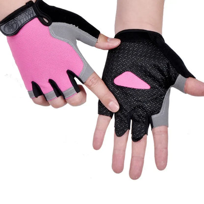 Men Women Gym Gloves Weightlifting Fitness Training Non Slip Palm Protector Breathable Fingerless Bike Bicycle Cycling Gloves