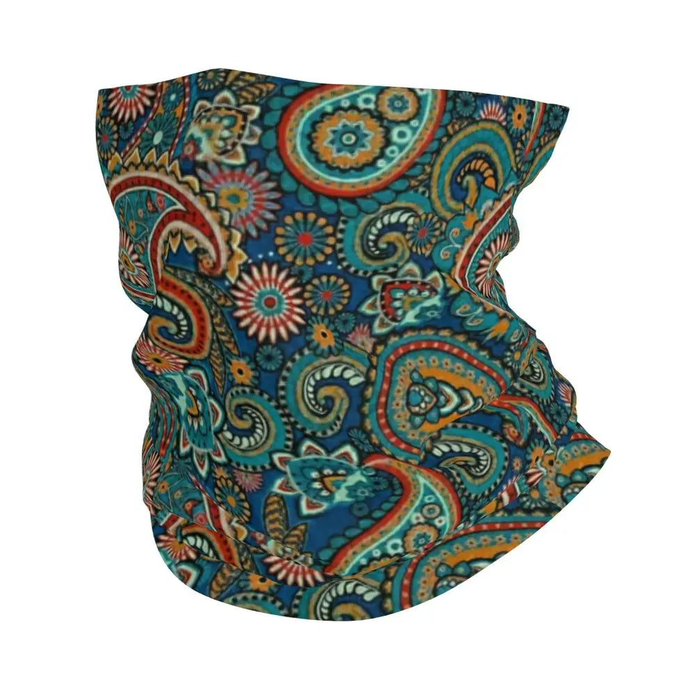 Custom Black Bandana Pattern Bandana Neck Gaiter for Hiking Cycling Women Men Wrap Scarf Paisley Style Headband Warmer