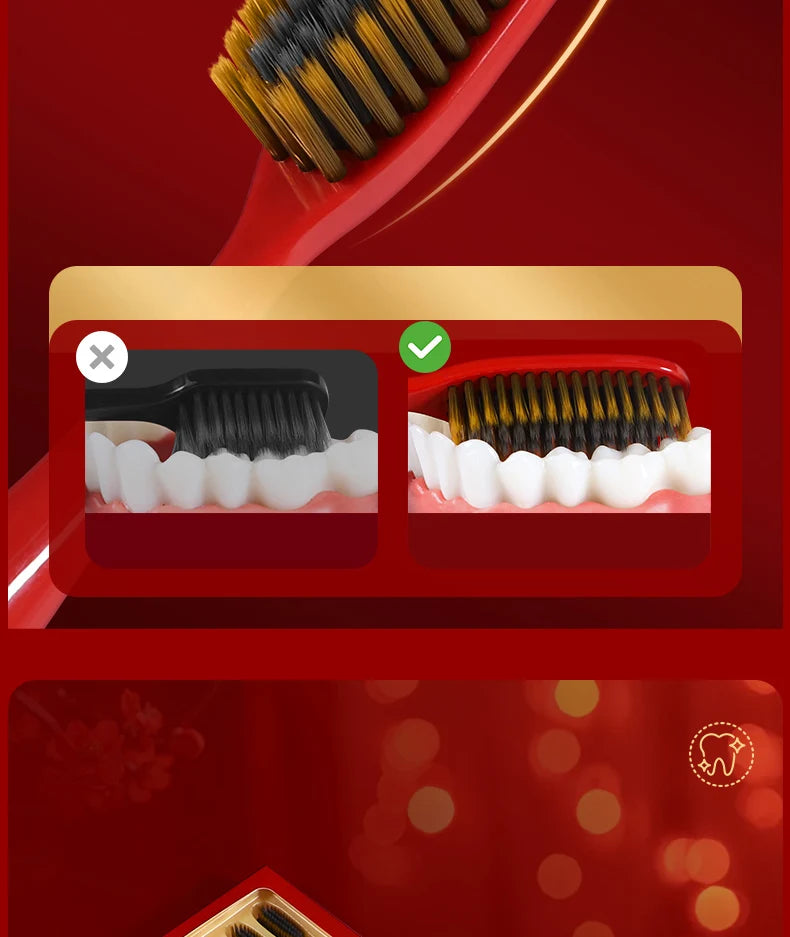 GYN [6-Pcs Gift Box] New Year's Blessing Gift Box Extended Brush Head Efficient Cleaning Lucky and Joyful Soft Hair Toothbrush