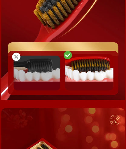 GYN [6-Pcs Gift Box] New Year's Blessing Gift Box Extended Brush Head Efficient Cleaning Lucky and Joyful Soft Hair Toothbrush