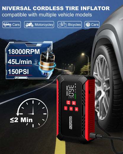 Jump Starter with Air Compressor 150PSI, 7000/8000A Portable Car Battery Booster (All Gas/16L Diesel)