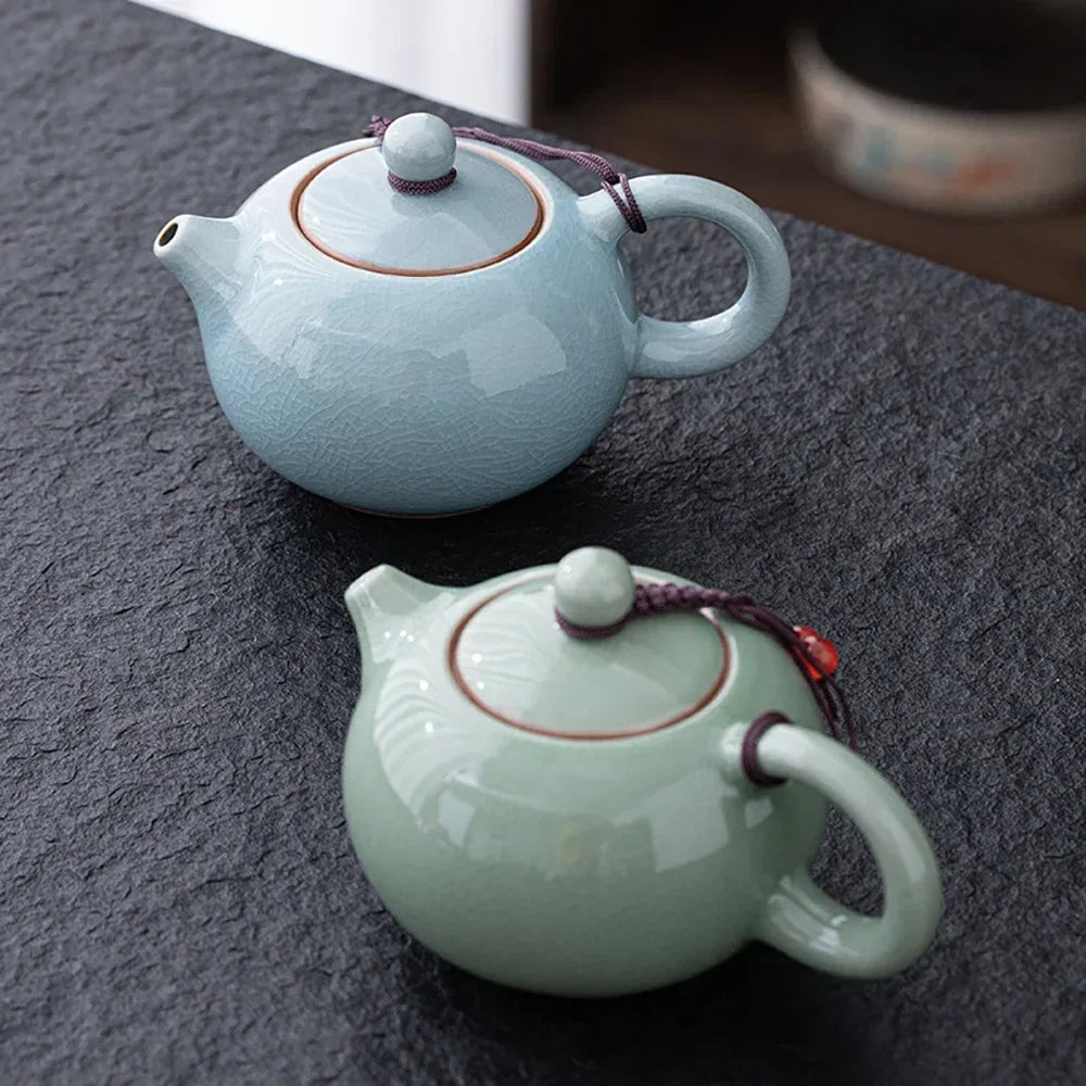Ge Yao Ceramic Teapot teacup manual Chinese ice crack split teapot can raise Xishi tea pots household Kung Fu tea pot
