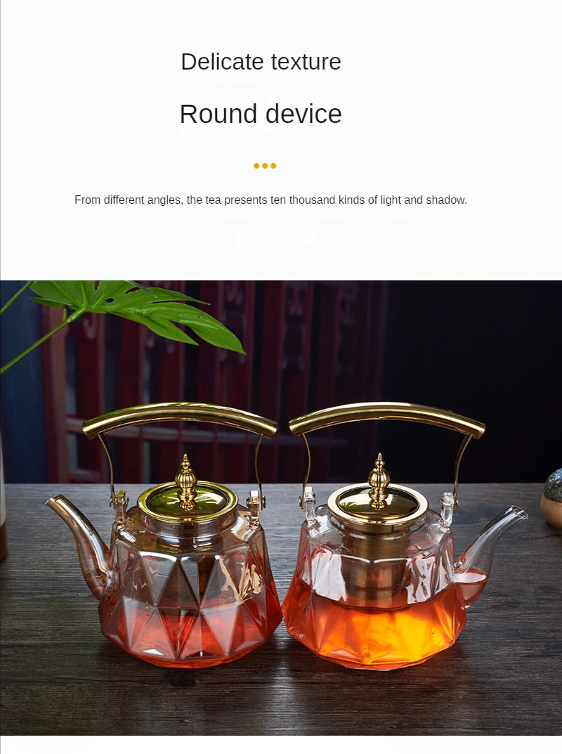 Glass Beam Pot Flower Tea Pot Health Pot Heat Resistant Glass Teapot With Strainer Infuser Teapot to Boil Water Kettle Gaiwan