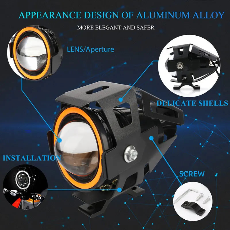 2×LED Angel Eye Mini Motorcycle Headlight Auxiliar Driving Lamp led flashlight Motorbike Front Spotlight ATV Scooter Accessories