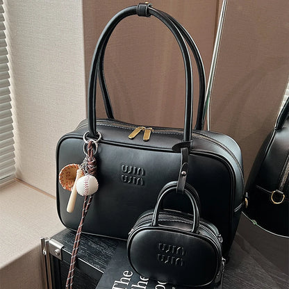 Women's Fashion Bowling Tote Handbags And Purses Retro Shoulder Crossbody Bags Quality Leather Ladies Messenger Bag Mini Purse