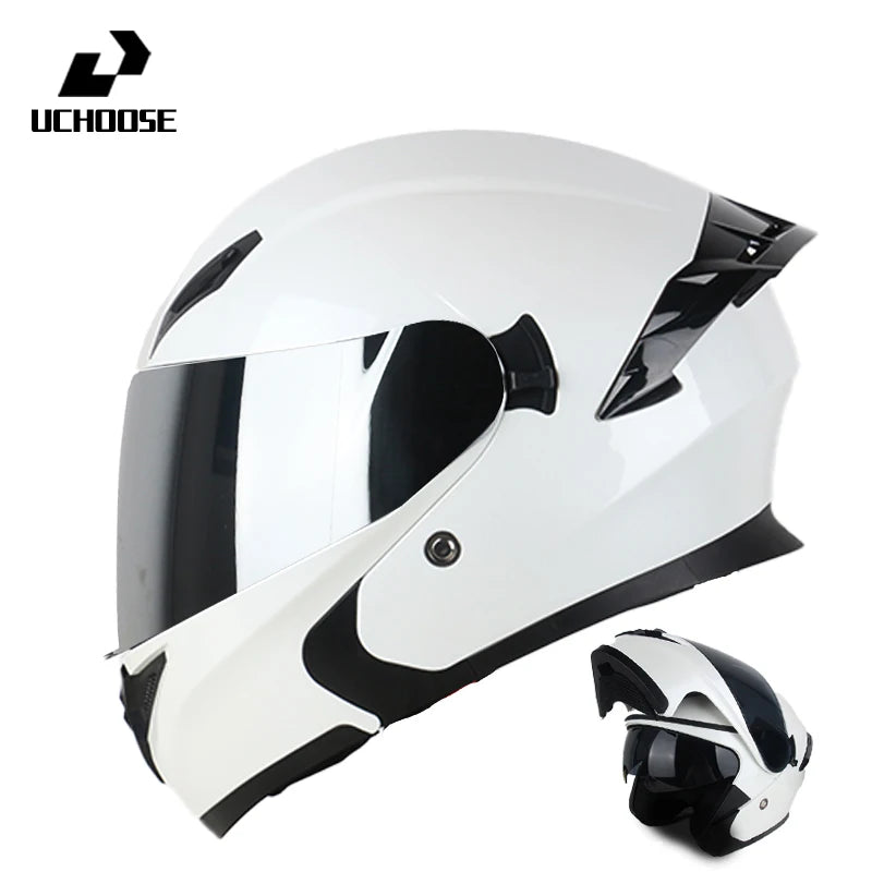 Uchoose DOT Modular helmet Full Face Helmets Crash Motorbike Protective Gear unisex Flip Up Helmet Motorcycle Double Sun Visor