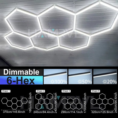 Hexagon Dimmable LED Ceiling Light Modern Honeycomb Panel with 3-Level Dimming 100%/50%/20% for Living Room Bedroom Salon Garage