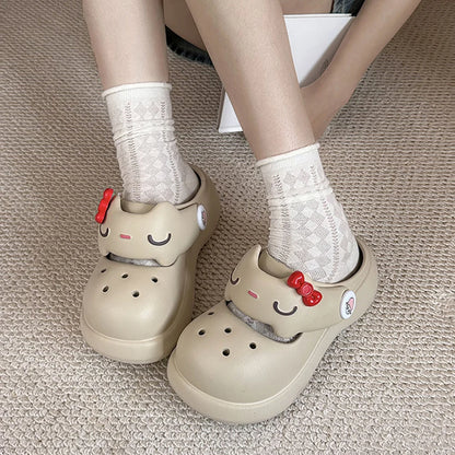 Women Fashion Platform Clogs Cute Cartoon Rabbit Summer Shoes Female Indoor Street Slippers Soft EVA Girls Daily Walking Sandals