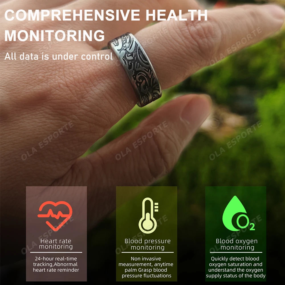 2025 New Smart Ring Men's and Women's Heart Rate Oximetry Sleep Monitor IP68, Multi-Sport Modes Finger Rings for Android and i0s