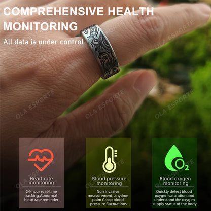 2025 New Smart Ring Men's and Women's Heart Rate Oximetry Sleep Monitor IP68, Multi-Sport Modes Finger Rings for Android and i0s