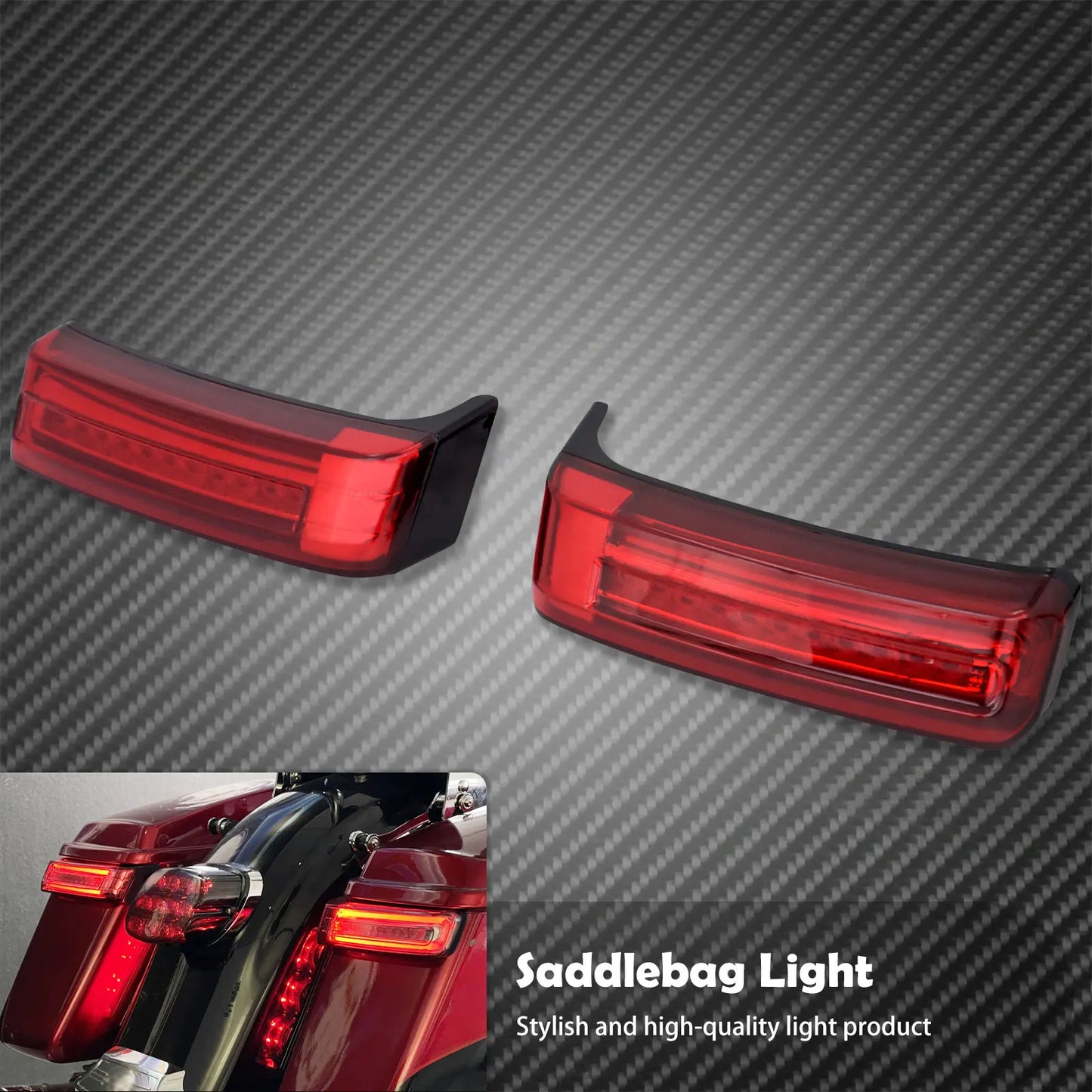 2xMotorcycle LED SaddleBag Turn Lamp Light Run Brake Light For Harley Touring Street Glide Road King FLHR Limited CVO 2014-2022