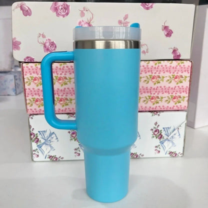 40oz Tumbler withLOGO Handle Lid Straw Stainless Steel Vacuum Insulated Quengher H2.0 Thermos Cup Silicone Boot for Stanleys