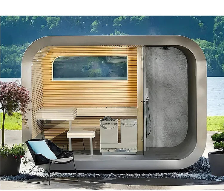 Customization Factory Customization Backyard   Sauna Outdoor with Shower  Authentic  Dry Wet Steam Sauna Room Shower Room 2-4 Pe