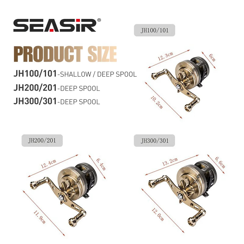 SEASIR JH All METAL Drum Baitcasting Reel CNC Machining Technology 9+1BB Max Drag 7kg Saltwater Fishing Reels