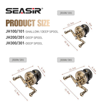 SEASIR JH All METAL Drum Baitcasting Reel CNC Machining Technology 9+1BB Max Drag 7kg Saltwater Fishing Reels