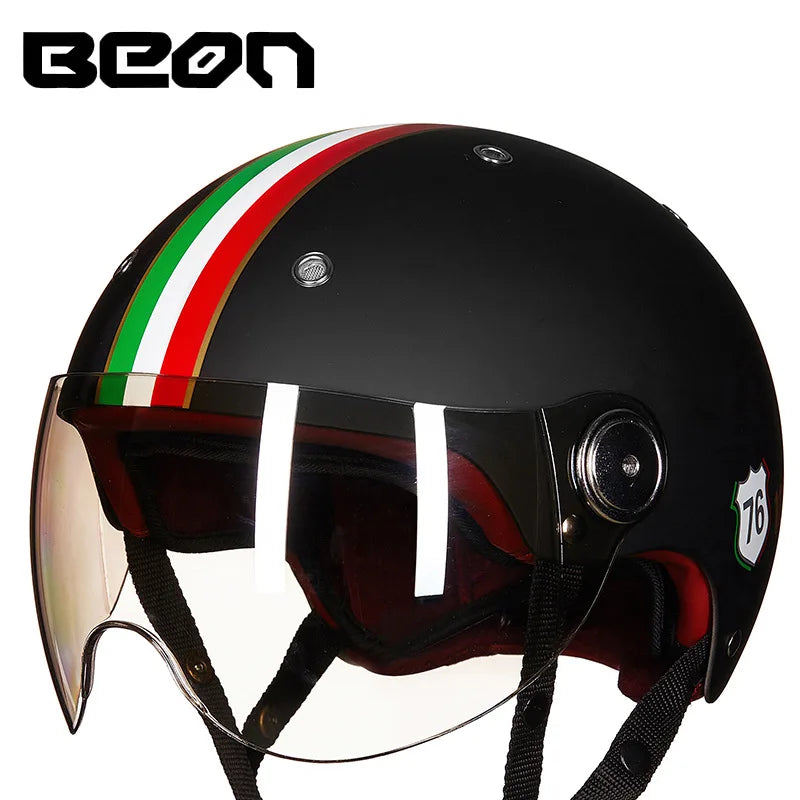 BEON Motorcycle Helmet for Adult and Child All Seasons Electric Vehicle Half Helmet Summer Sun Protection Helmet Motorcycle