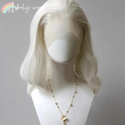 White Lace Front Wig for Women 13x4 Long Wavy Hair Wig for Women High Temperature Fibers Glueless Synthetic Lace Wigs Cosplay