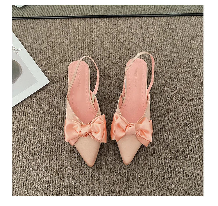maogu Bow Polka Dot Pointed Toe Stiletto Sandals Luxury Sandals Women Designers Elegant Party Sandal 2023 Fashion Women Shoes 39