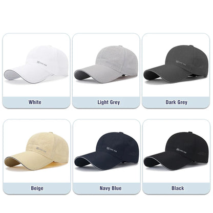 Extended Brim Summer Breathable Perforated Quick-Drying Adjustable Baseball Cap Sun Hat Trucker Caps Dad Hats