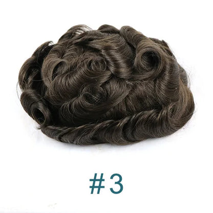Natural Hairline 1B65 Grey Old Man 100% Human Hair Wigs System Prosthesis Super Durable 0.1mm Strong PU Base Men Silicon Toupee