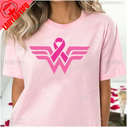 Cancer Ribbon Wonder lady T-Shirt Cancer Awareness Shirt Cancer Survivor Warrior print shirts aesthetic clothes cotton tee tops