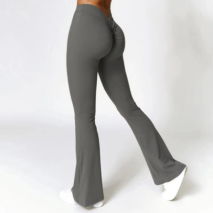 Gym Fitness Sports Flared Pant Dance Trousers Women V-shaped Hip Yoga Pants Flare Leggings Women High Waist Wide Leg Pants Women