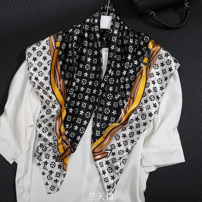 90*90CM Fashion Scarves for Women Shawl Print Silk Satin Hijab Scarf Female Bandana Luxury Brand square Shawls Scarfs For Ladies