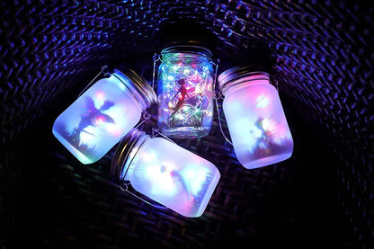 Portable Solar Lantern, Fairy Lights, Garden Ornament Outdoor Hanging Frosted TreeTable, Yard, Patio, Lawn, Glass Mason Jar Lamp