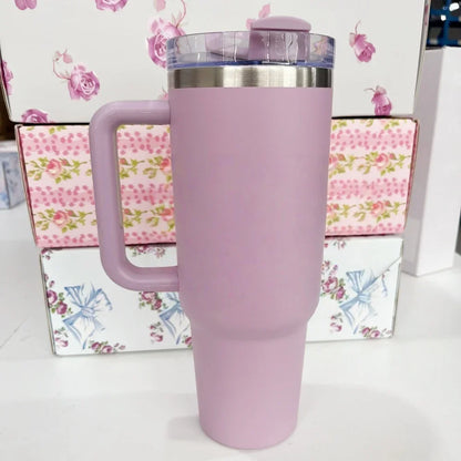 40oz Tumbler withLOGO Handle Lid Straw Stainless Steel Vacuum Insulated Quengher H2.0 Thermos Cup Silicone Boot for Stanleys