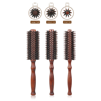 12 Style Wood Handle Round Rolling Brush Straight Twill Hair Comb Boar Bristle Round Barrel Hair Curling Brush Hairdressing Tool