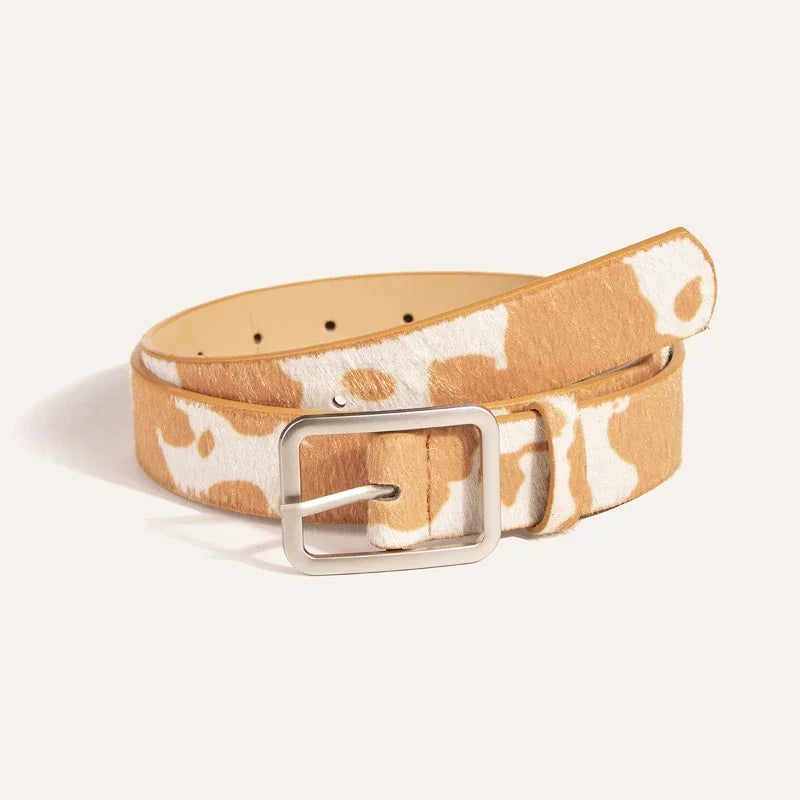 Newest 2.9cmX100cm Wide woman Square buckle Belt dairy cattle Striped Print Ladies Dress Belt Clothing accessories decoration