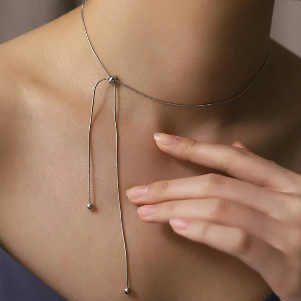 Korean Adjustable Stainless Steel Necklace for Women High Quality Design Gold Color Snake Chain Jewelry Wholesale Dropshipping