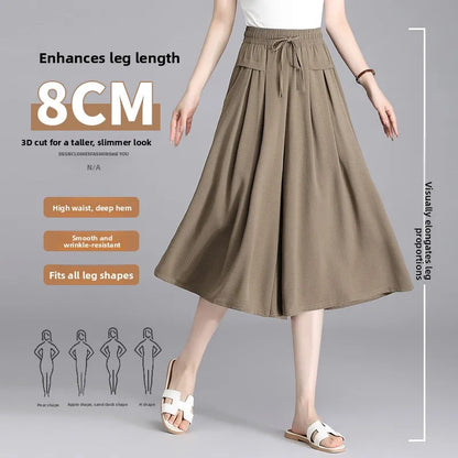 High Waist Wide Leg Seven-Foot Pants Women's Summer 2026 New Style Loose Comfortable Casual Trousers Skirt Pants