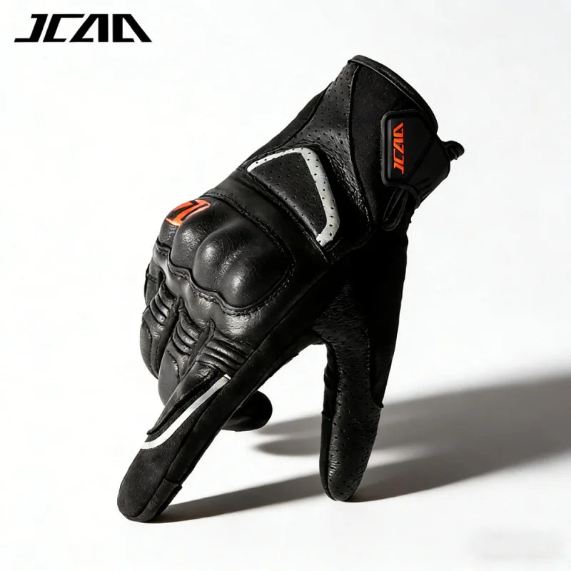 Unisex Goatskin Leather Riding Sports Biker Motorcycle Gloves Knuckle Mitten Men's Motocross Glove motogp Accessories for Summer
