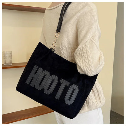 Solid Color Shoulder Bag, Trendy Letters Tote Bag, Canvas Campus Handbag for Women, Office,College,Work,Travel Hand Bags Bolsa
