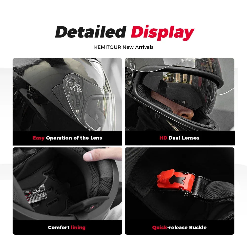 KEMITOUR ECE Racing Moto Helmets For BMW R1200 R1250 GS Motorcycle Helmet Full Face Motocross Adult Motorbike Street Touring