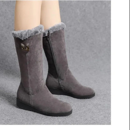 2025 New Women's Boots Fashion Mid-calf Boots Plush Warm Snow Boot Wedge Platform Boots for Women Winter Cotton Boot Botas Mujer