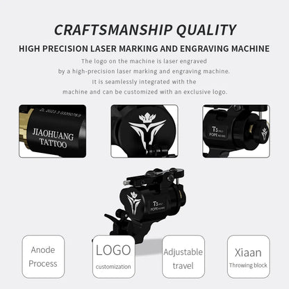 POPEIRONS Brand T3Pro Rotary Tattoo machine Adjustable Stroke 2225 Powerful Motor tattoo gun