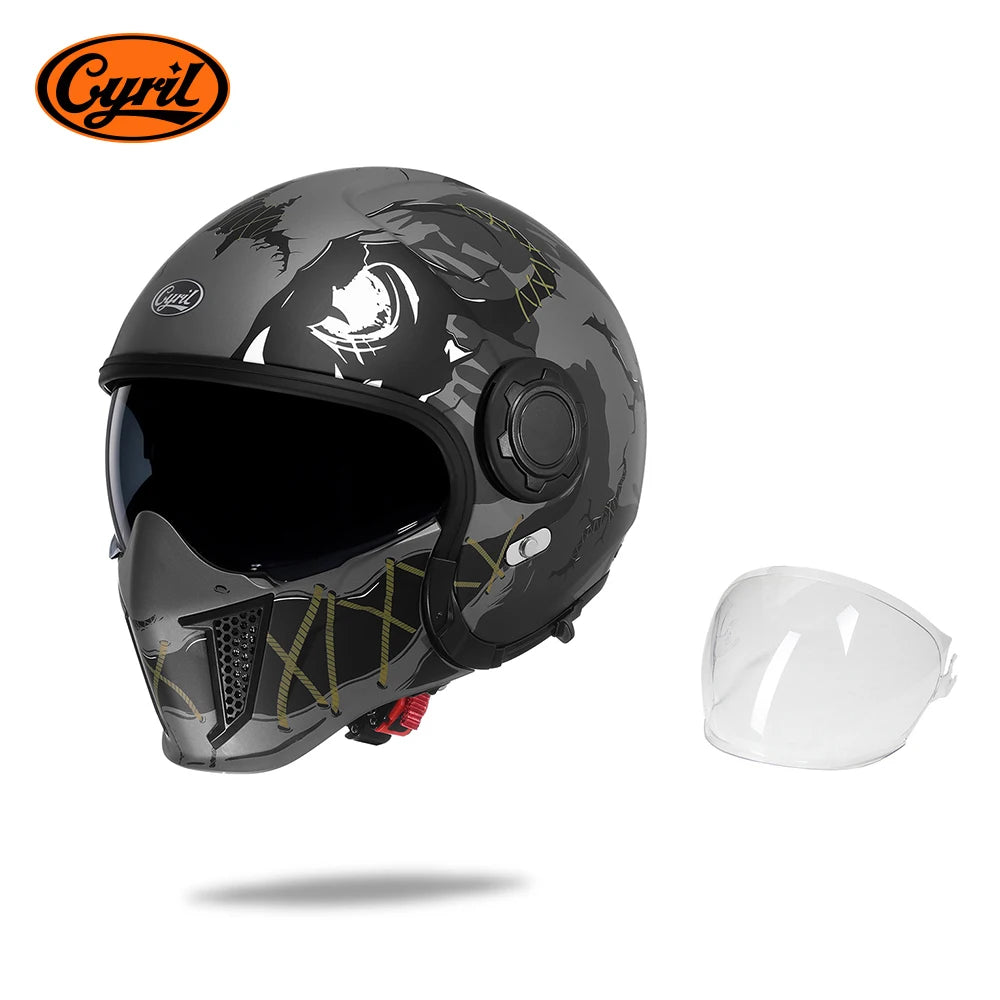 Full Face Open Face Motorcycle Helmet Double Lens Folding Modular Helmet Man Woman Retro Moto Integral Helmet