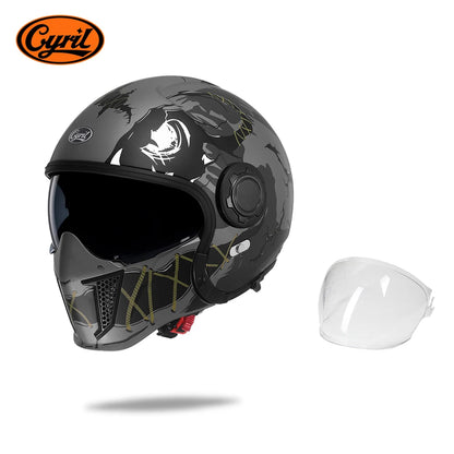 Full Face Open Face Motorcycle Helmet Double Lens Folding Modular Helmet Man Woman Retro Moto Integral Helmet