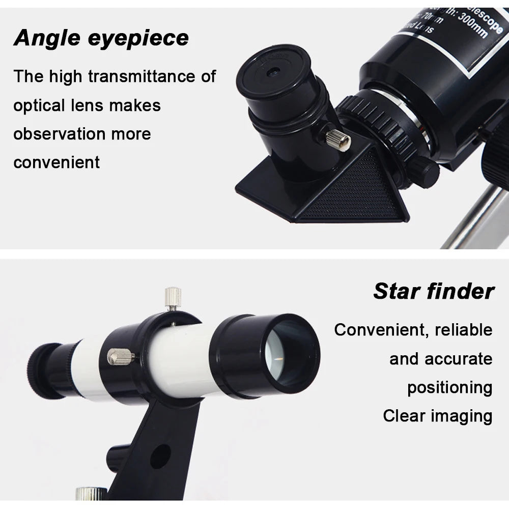 150X Astronomical Telescope , 70mm Aperture Refractor Portable Travel Telescope with Phone Adapter &Wireless Remote