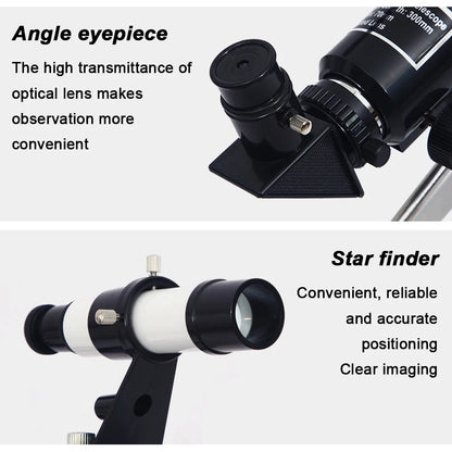 150X Astronomical Telescope , 70mm Aperture Refractor Portable Travel Telescope with Phone Adapter &Wireless Remote
