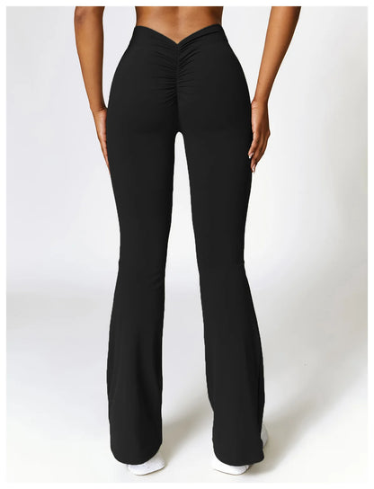 Gym Fitness Sports Flared Pant Dance Trousers Women V-shaped Hip Yoga Pants Flare Leggings Women High Waist Wide Leg Pants Women