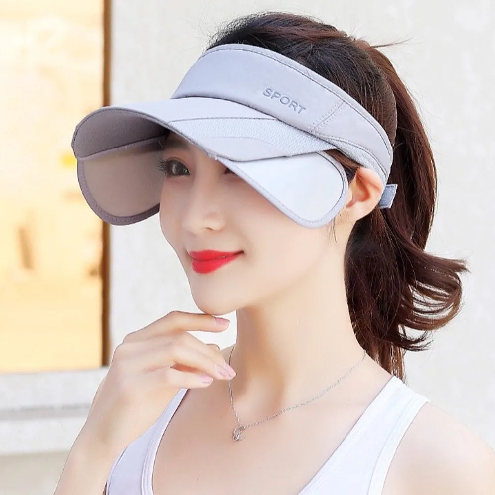 Casual Scalable Sports Sun Hat Wide Brim UV Protection Empty Top Hat Sunscreen Golf Hat Summer Baseball Cap Fitness