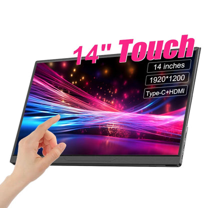 14inch Portable Monitor Touch Ultra-thin 1200P IPS USB-C HDMI External Second Screen for Laptop PC Cell Phone Switch PS4/5 Xbox