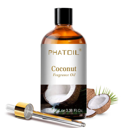 PHATOIL 100ml Aromatherapy Fragrance Oil with Glass Dropper Lime Coconut Strawberry Cherry Watermelon Lemon Mango Aroma Oils