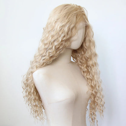 Black Romance Curly Synthetic Lace Front Wig Long Deep Curly Jet Black Lace Front Synthetic Wig Pre Plucked Natural Hairline