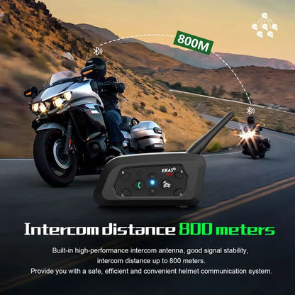 EJEAS Only Official Oversea Store V6PRO+ Motorcycle Intercom Helmet Bluetooth5.1  Headset 6 Riders 800m Communicator Waterproof