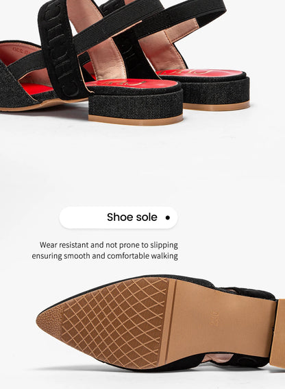 Fashionable Color Blocking Design with Denim Fabric Classic and Minimalist Women's Flat Shoes Exquisite Workmanship