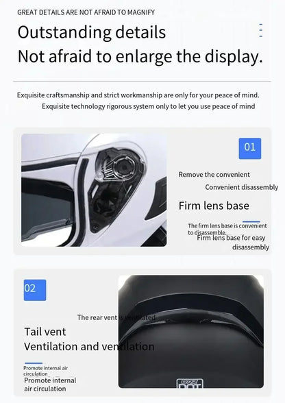 Full Face Motorcycle Helmet for Men and Women - Dual Lens Anti-Fog All Season Riding